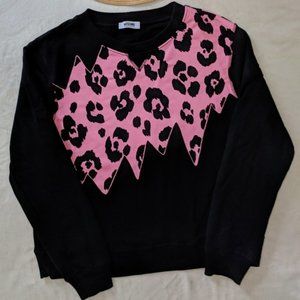 Moschino Black & Pink Leopard Crew